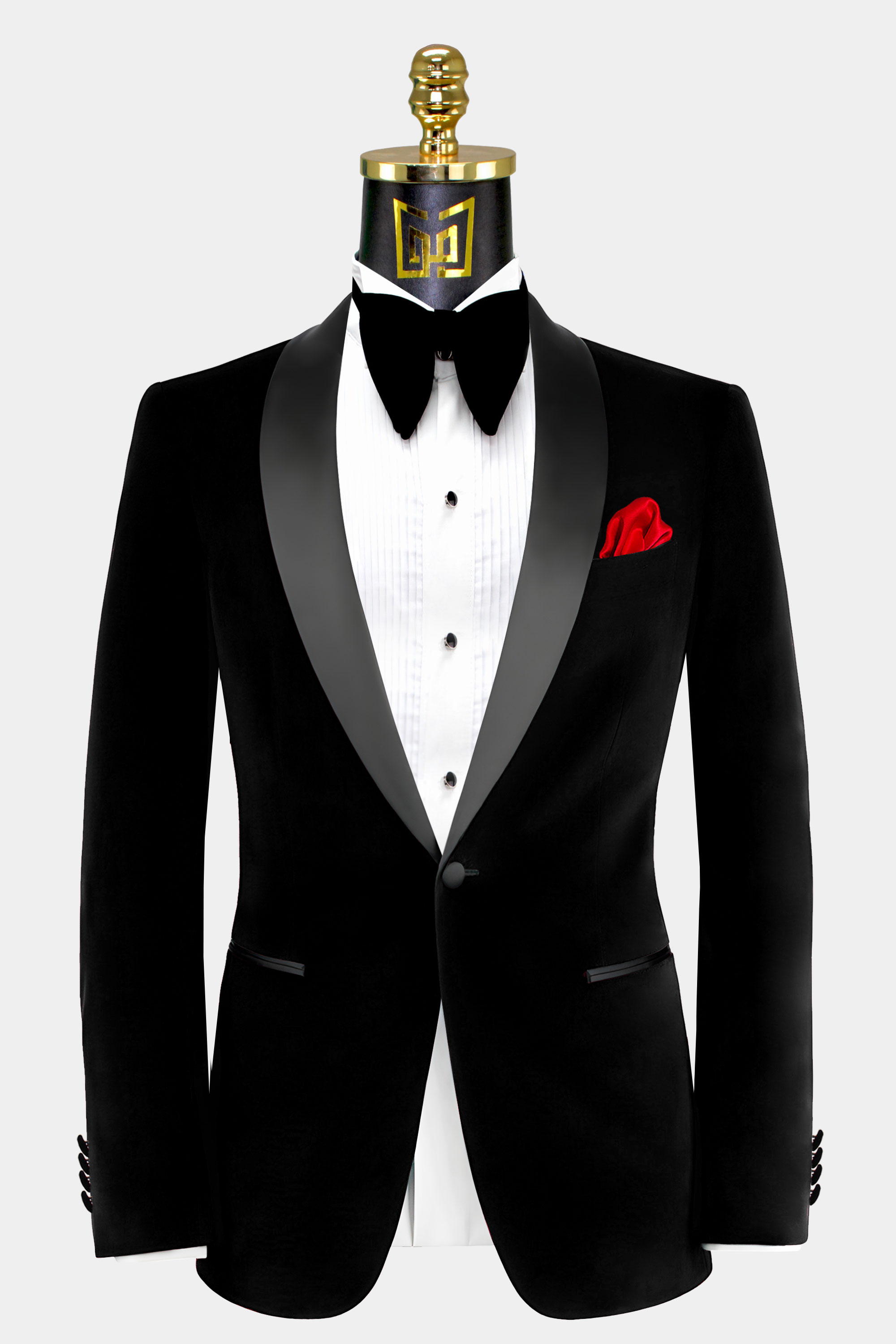 Gentleman's Guru Black Velvet Tuxedo Jacket 38R